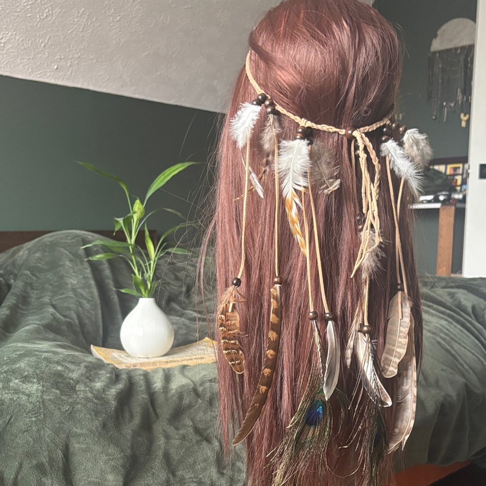 Boho Festival Feather Hair dress